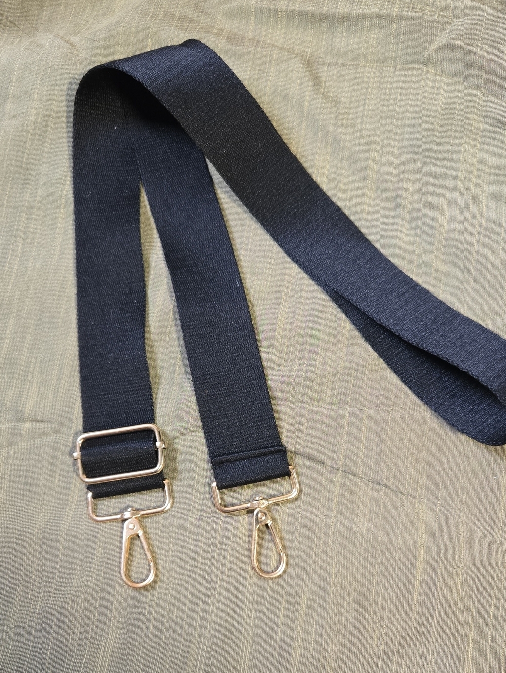 Adjustable Black Crossbody Strap with Gold Hardware